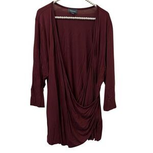 ModCloth Long Sleeve Asymmetrical Cross Draped Blouse Size 4X grunge whimsigoth